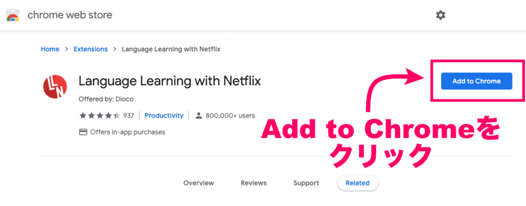 Chrome、Language Leaning with Netflix、使い方